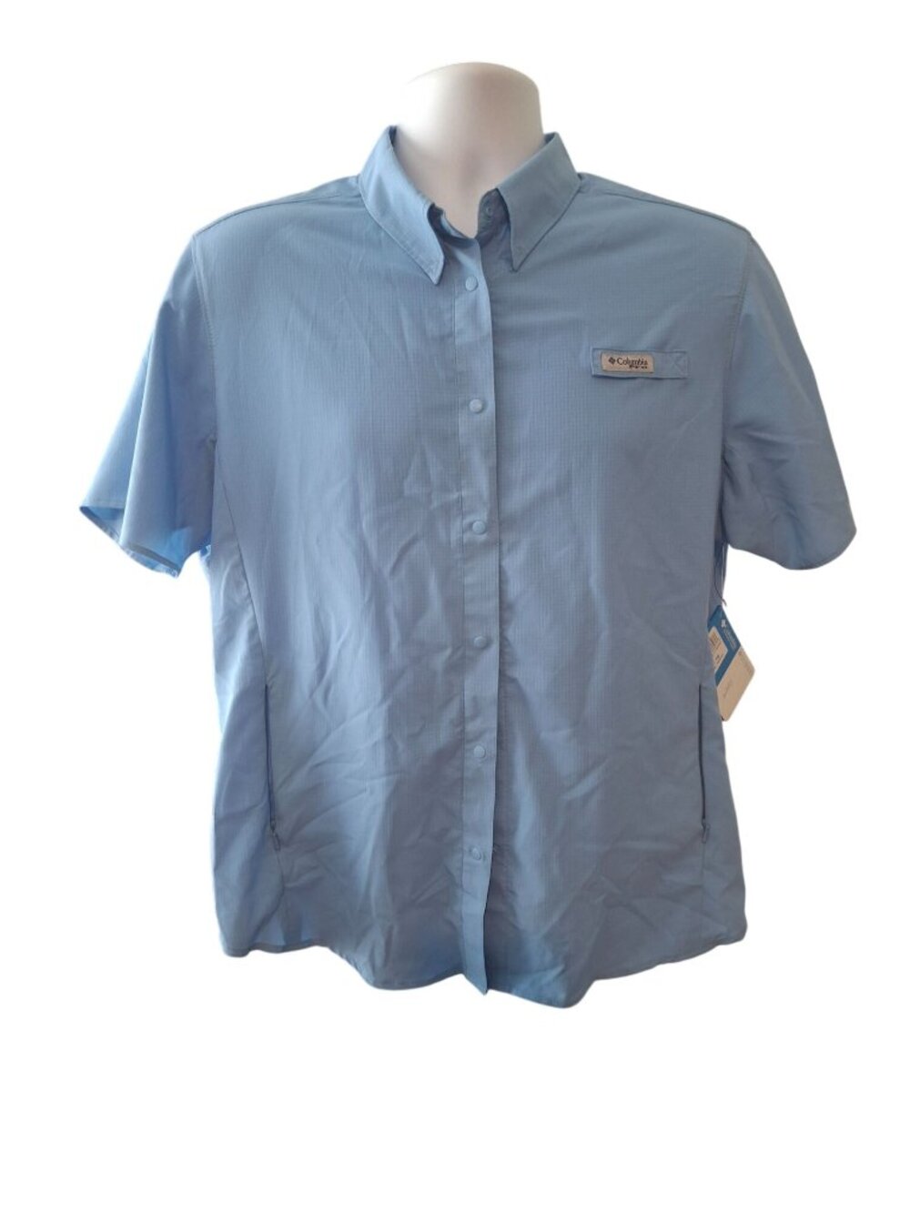 Columbia PFG Tamiami II Womens XL Blue Fishing Shirt NWT Omni Shade UPF 40